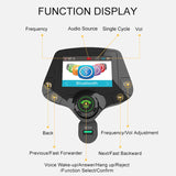 Bluetooth 5.0 Car Kit, QC3.0 Handsfree FM Transmitter, Quick Charge, 2.0 inch LCD Display, AUX Audio Receiver, MP3 Player