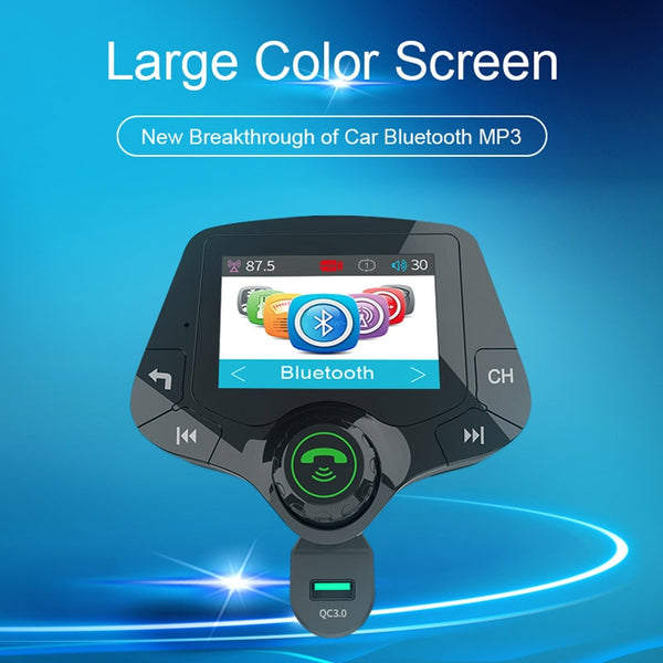 Bluetooth 5.0 Car Kit, QC3.0 Handsfree FM Transmitter, Quick Charge, 2.0 inch LCD Display, AUX Audio Receiver, MP3 Player