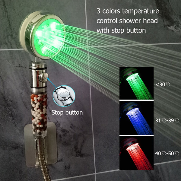 LED Shower Head with Water Filter