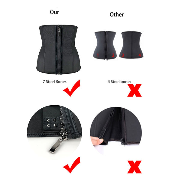 Women Latex Waist Trainer Body Shaper Corsets with Zipper Cincher Corset Top Slimming Belt Black Shapers Shapewear Plus Size