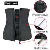 Women Latex Waist Trainer Body Shaper Corsets with Zipper Cincher Corset Top Slimming Belt Black Shapers Shapewear Plus Size