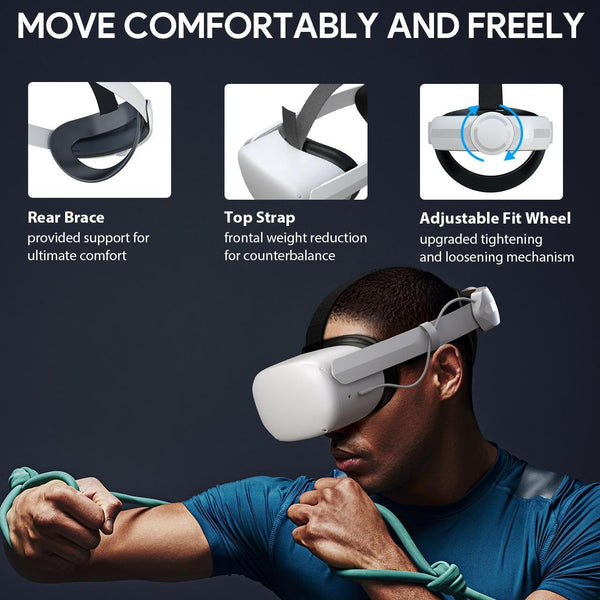 Head Strap with Battery for Oculus Quest 2 Extend Playtime Adjustable Comfortable Elite Strap VR Replacement Accessories